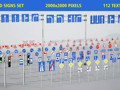 road sign set 3D model