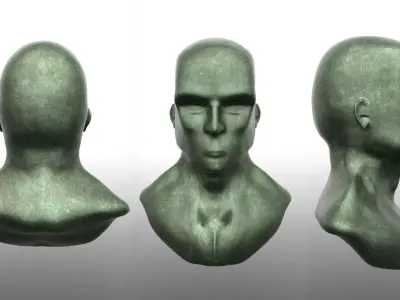 Corroded Bronze Head Free 3D model