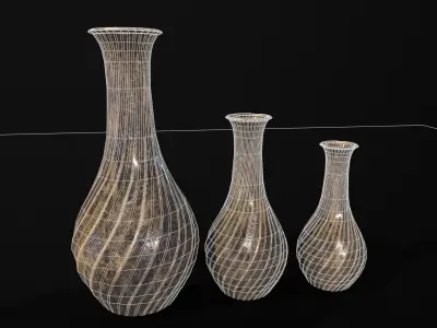 Twisted Marble Elegant Vase Set Low-poly 3D model
