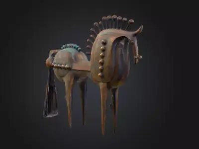Bronze Horse Sculpture Low-poly 3D model