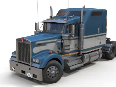 Kenworth W900 semitruck Low-poly 3D model