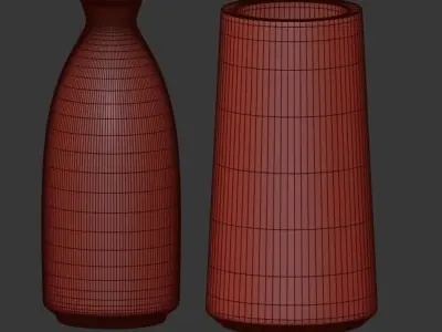 Flowers pottery vase 3D model