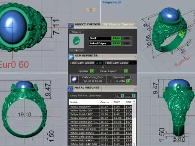Special Mens White Gold Ring with Turquoise Stone Model mr0268 3D print model