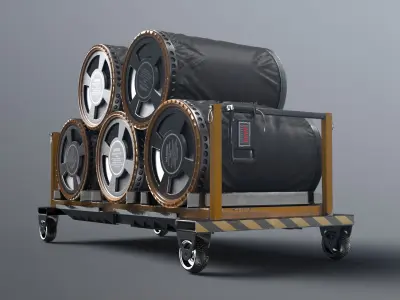 SciFi loaded Barrel Trolley 3D model