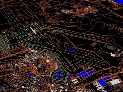 Madrid Barajas MAD Airport Roads Buildings and Public Transport 3D model