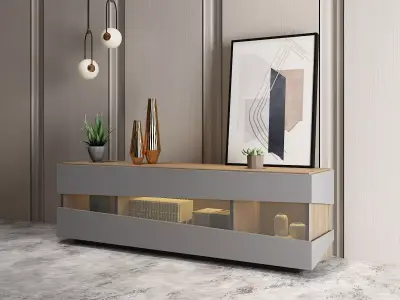 interior modern tv stand with glass doors 3D model