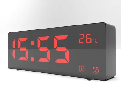 CLOCK BLACK RED Low-poly 3D model