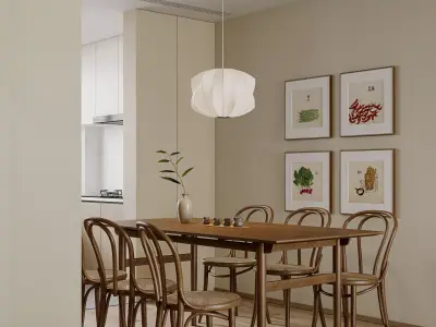 Modern living room dining room interior scenes 244 3D model