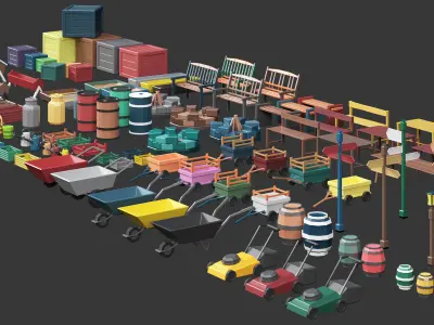 Low Poly Farm - 160 Models Mega Pack Free low-poly 3D model