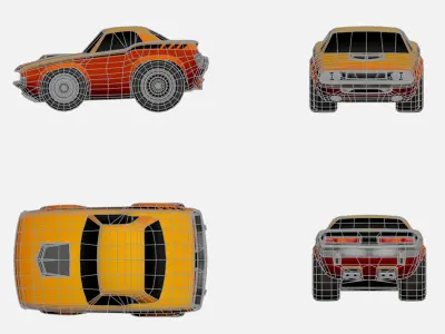 low poly generic cartoon car  3D model