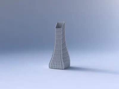 Vase squeezed and bent rectangle with strange tiles 3D print model