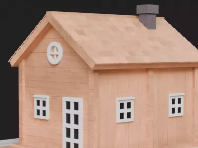 Cute Cartoon Small Wood House 03 3D model