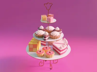 High Tea Cake Collection 3D model