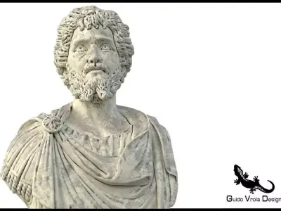Old Stone Bust of Septimius Severus Emperor 3D model