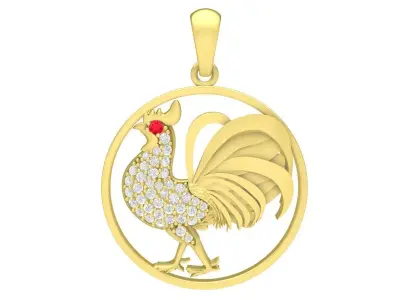 Lucky Feng Shui Rooster Pendant Jewelry 3D Model 3918 3D print model