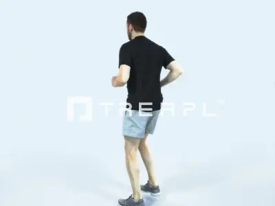 Portrait 07B Running Jogging Football Sports Man Low-poly 3D model
