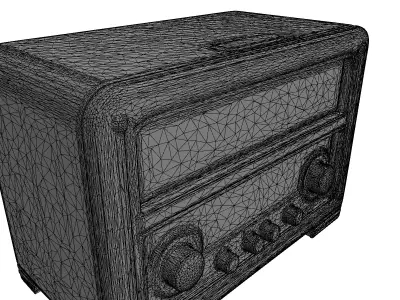 Vintage Wooden Radio Receiver Model Low-poly 3D model