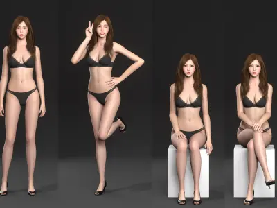 Annie - Lowpoly and Highpoly 3D Bundle Low-poly 3D model