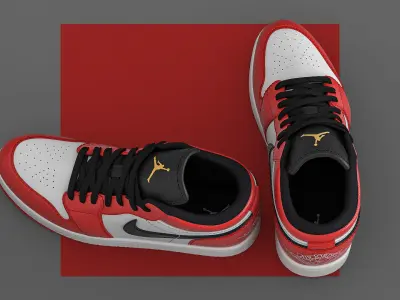 Nike Jordan Sneakers Low Red 3D model
