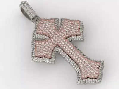 Cross diamond pendant big 3D print model