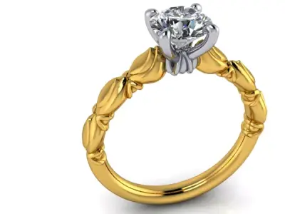1 Carat Vintage Classic Solitaire Ring Hand Crafted design style 3D print model