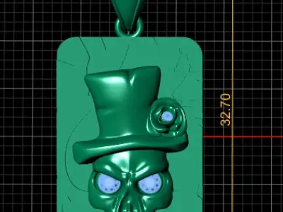 COWBOY SKULL FACE CARD PENDANT 3D PRINTABLE MODEL  3D print model