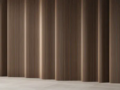 433 wall composition 14 wave fluted raised wood Reeded Panels 01 3D model