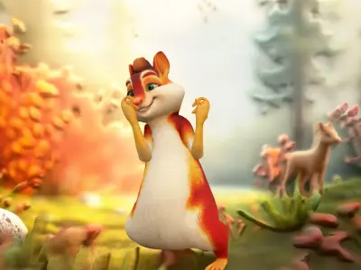 Cheerful Chipmunk Character model pack Low-poly 3D model