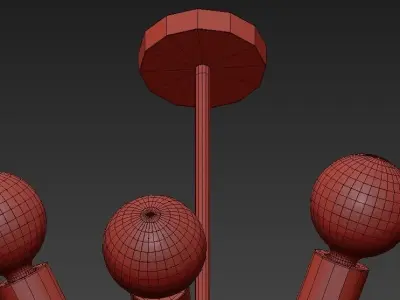 Sputnik Gold Chandelier 18 3D model