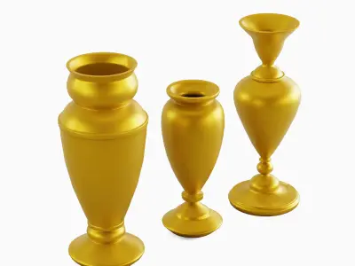 Antique Golden Vases 01 Low-poly 3D model