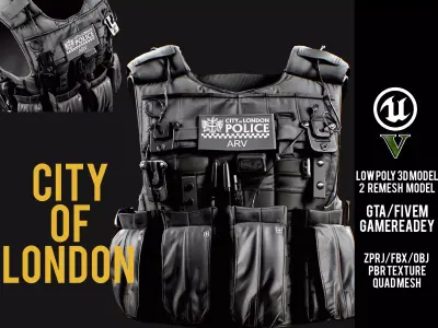 City of London Police ARV Style Vest for GTA FIVEM  Game Low-poly 3D model
