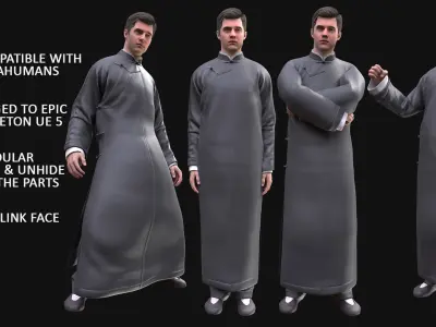 Realistic 3D model of Man - Martial Uniform 5 - Modular - Rigged Low-poly 3D model