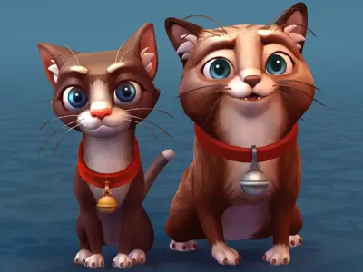 Cats Cartoon Low-poly 3D model