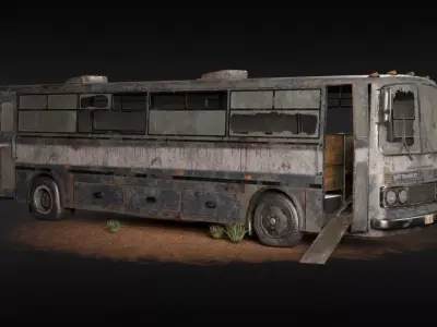 Abandoned bus Low-poly 3D model