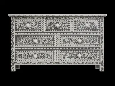 Black Floral Chest Of Drawers 3D model