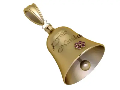 Golden Engraved Bell Pendant  Luxury Personalized Jewelry 3D print model