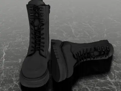 GREYDER 3D BOOTS - BLACK - HIGH Low-poly 3D model