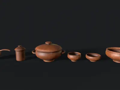 Antique clay pot Low-poly 3D model