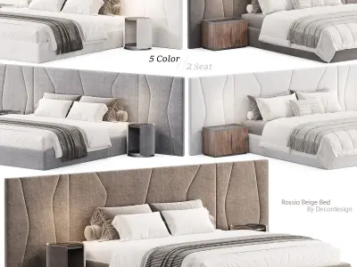 Rossio Beige Double Bed 3D model
