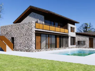 Pitched roof lodgings 3D model