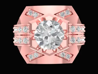 Luxury Crown Style Diamond Men Ring 3D Model 2785 3D print model