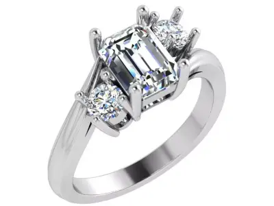 Emerald Diamond Ring 4483 3D print model
