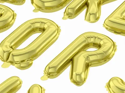 Balloon Alphabet Gold 3D model