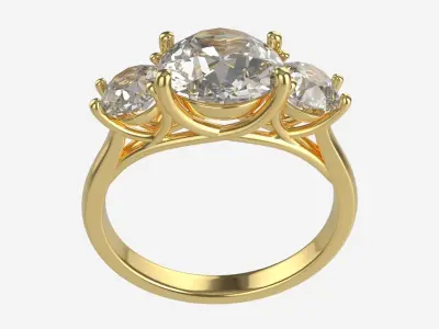 Gold Diamond Ring Jewelry 06 3D model