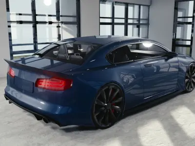 BLENDER EEVEE Brandless Small 2 door sedan Low-poly 3D model