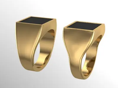 2 types of Classic Square Onyx ring 3D print model