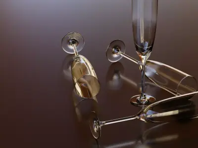 Subdivision surface has been used low poly champagne glass model Free low-poly 3D model