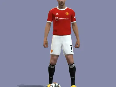 3D Rigged Cristiano Ronaldo Manchester United Low-poly 3D model