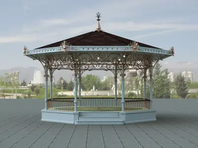 Besedka gazebo in middle of city 3D model