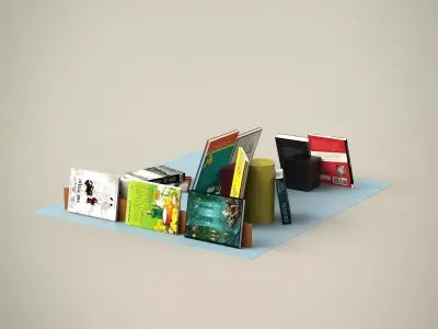 Books Set book shelf with 3D model